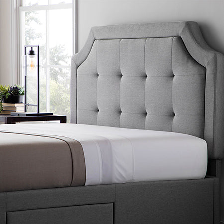 Malouf carlisle headboard with watson base in stone