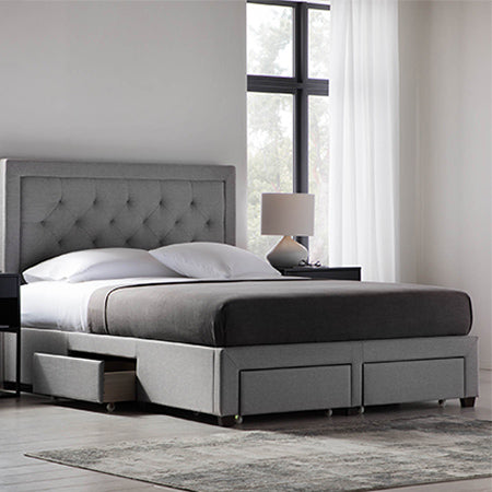 Malouf watson bed base with hennessey headboard