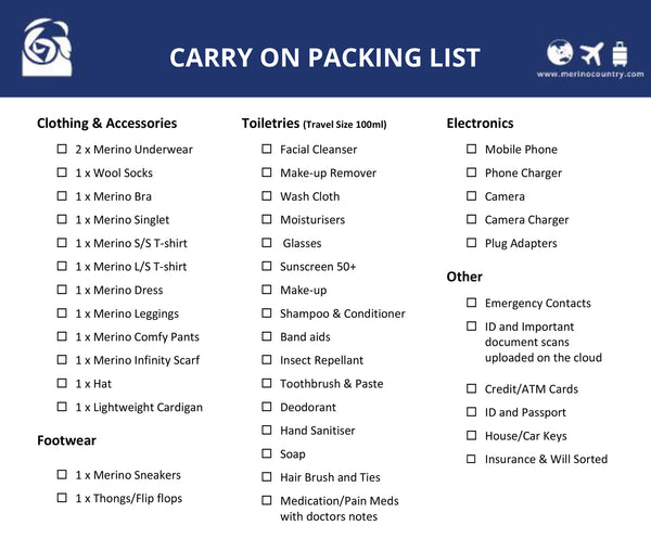 Carry on Packing List