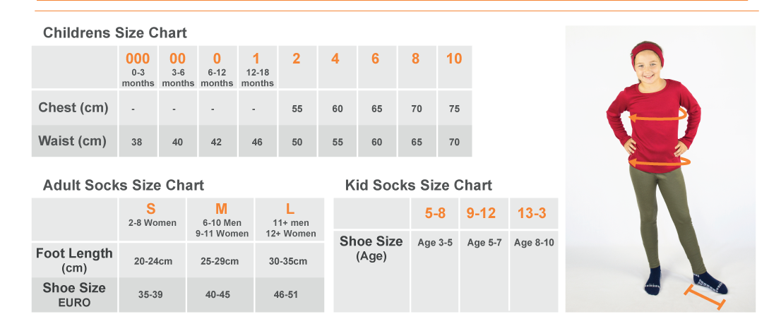 Merino Country Kids Sizing Guide