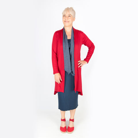 Merino Long Swing Jacket red