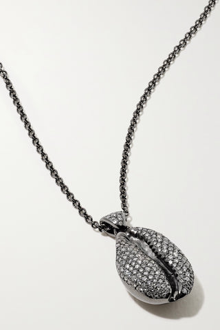 Le Grand Cauri 18-karat blackened gold diamond necklace