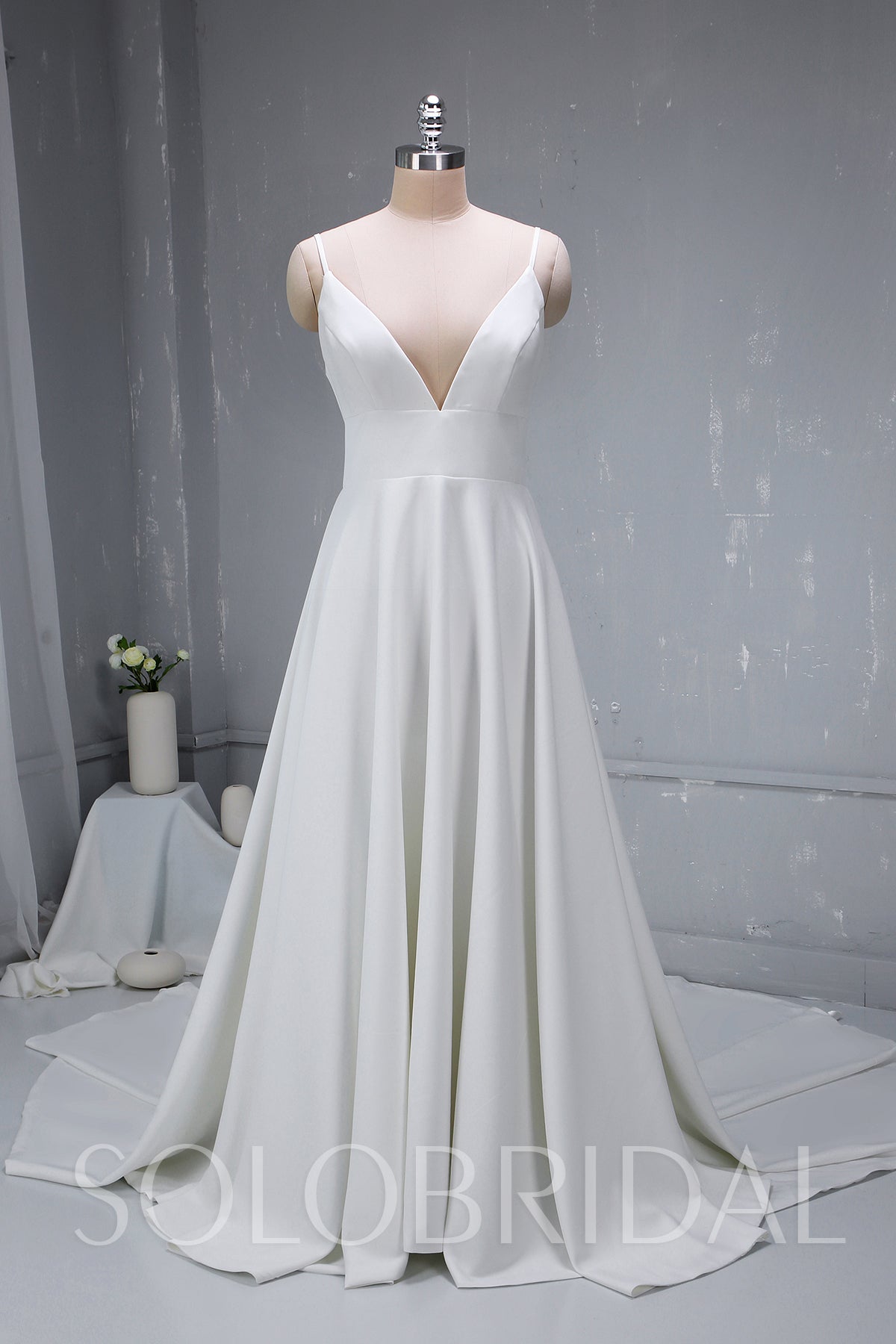 crepe satin wedding dress