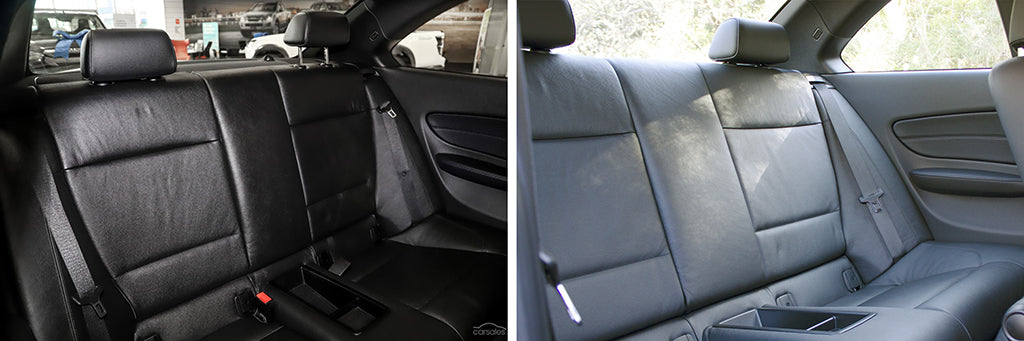 The 135 Interior Detail Leather Seats Before and After Cleaning