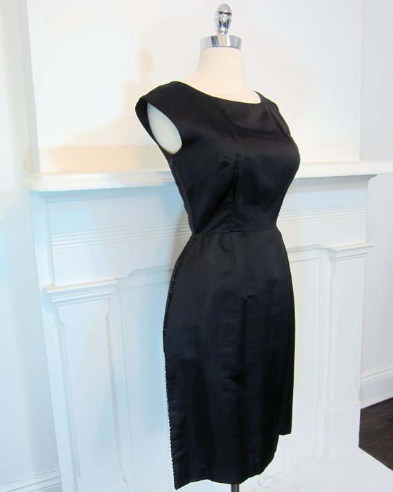 1950's-1960's DYNASTY Black Silk Beaded Wiggle Dress – Satin Doll ...