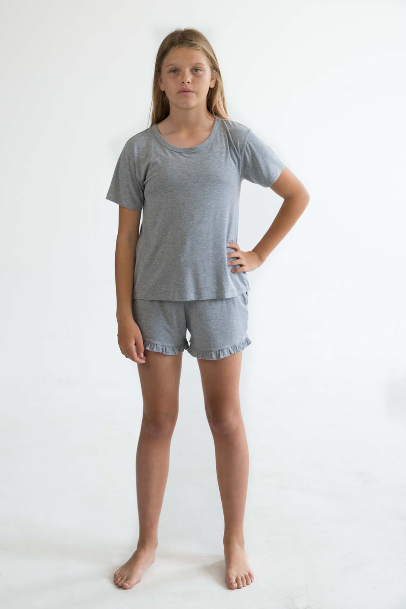 Girls Pyjamas Grey Shorts And Short Sleeve Top Set Front 800x ?v=1576640416