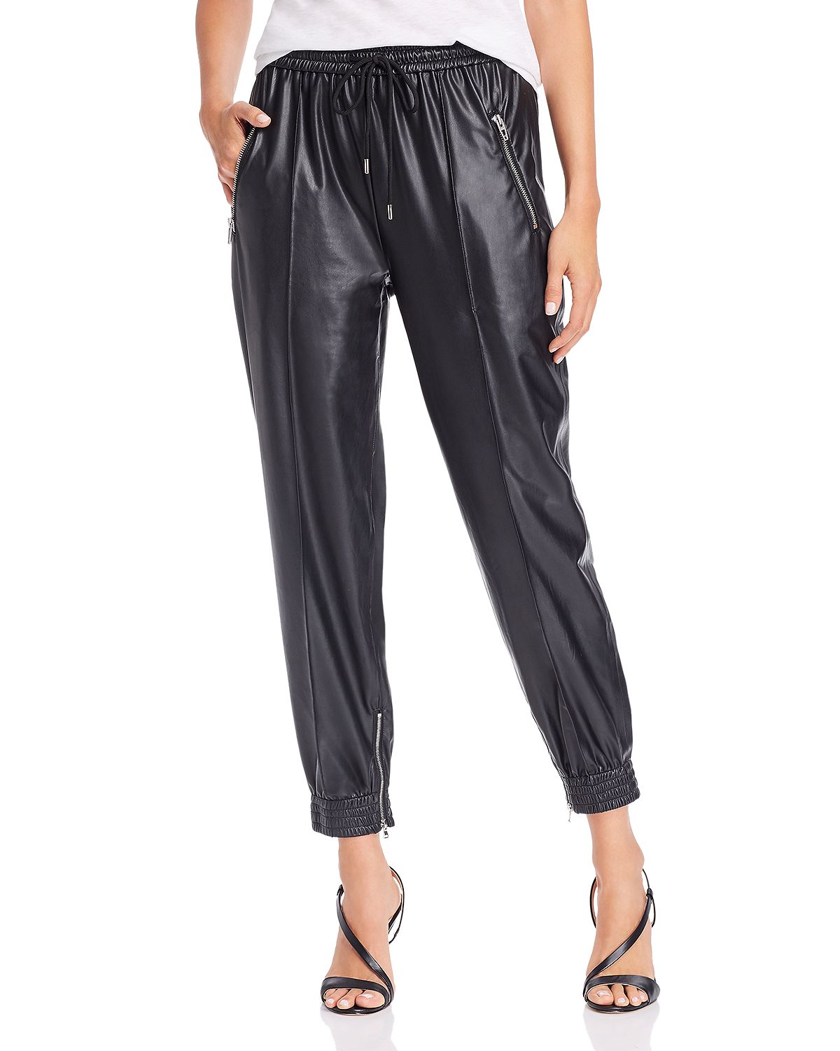 faux leather jogger pants