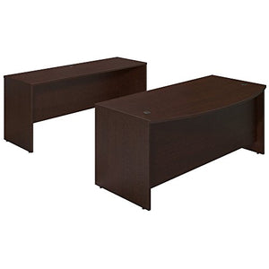 Bush Business Furniture Series C Elite 72W x 36D Bowfront Desk Shell with Credenza in Mocha Cherry