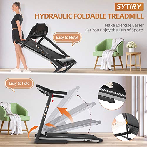 sytiry Home Treadmill with 12-Inch Touchscreen, 3.25HP Folding Treadmi