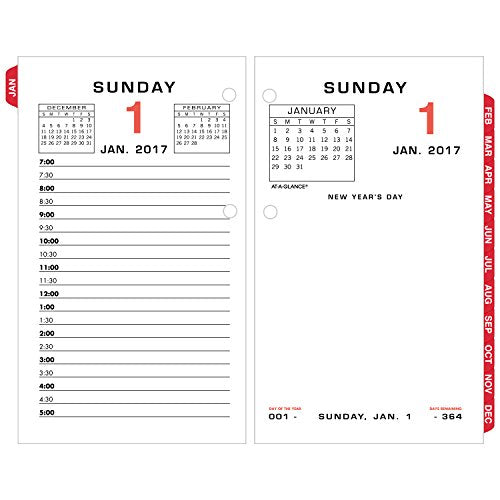 AT-A-GLANCE Daily Calendar 2017 Refill, 3-1/2 x 6", Desk Size (E017-50