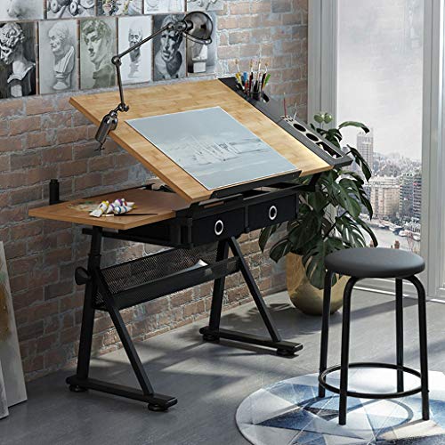 Lgan Tiltable Drawing Table, Adjustable Art Desk, with Storage Craft T ...
