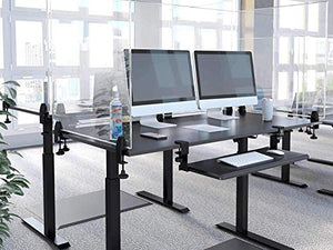 Stand Steady Clear Desktop Panel | Clamp On Protective Acrylic Shield & Sneeze Guard | Desk Divider Securely Attaches to Desks & Tabletops | for Offices, Schools, Libraries & More (60 x 24)