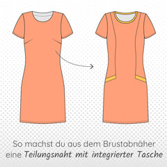 Teilungsnaht mit Tasche