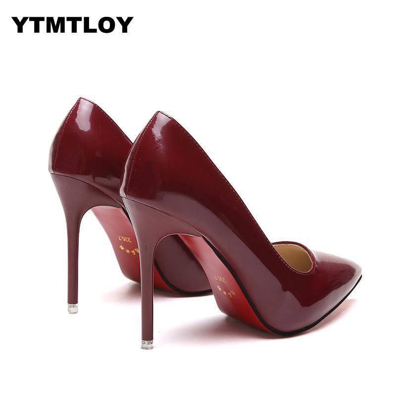 HOT Women Pointed Toe Pumps Patent Leather Dress High – Border