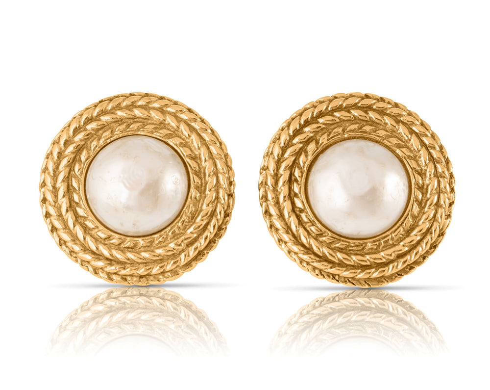 1980's Chanel Faux Pearl Button Earrings – YazJewels