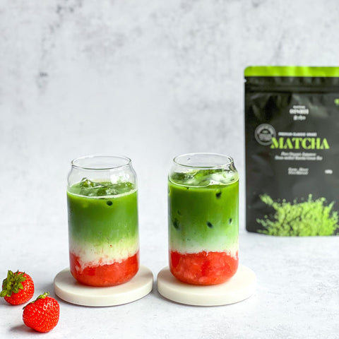 Rezept für Erdbeer-Matcha-Latte – Matcha Oishii