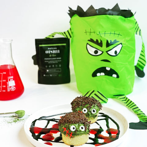 Vegan Halloween Matcha Griezelige Cupcakes - Matcha Oishii