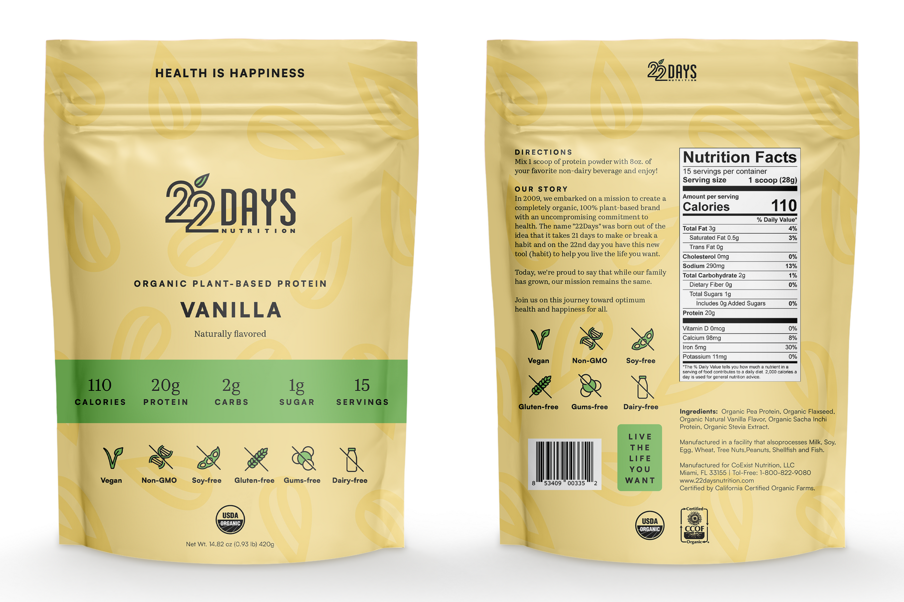 Organic Plant Based Protein Powder - Vanilla