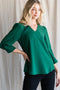 FINAL SALE - Solid Gathered Sleeve V-Neck Blouse - 2 Colors!