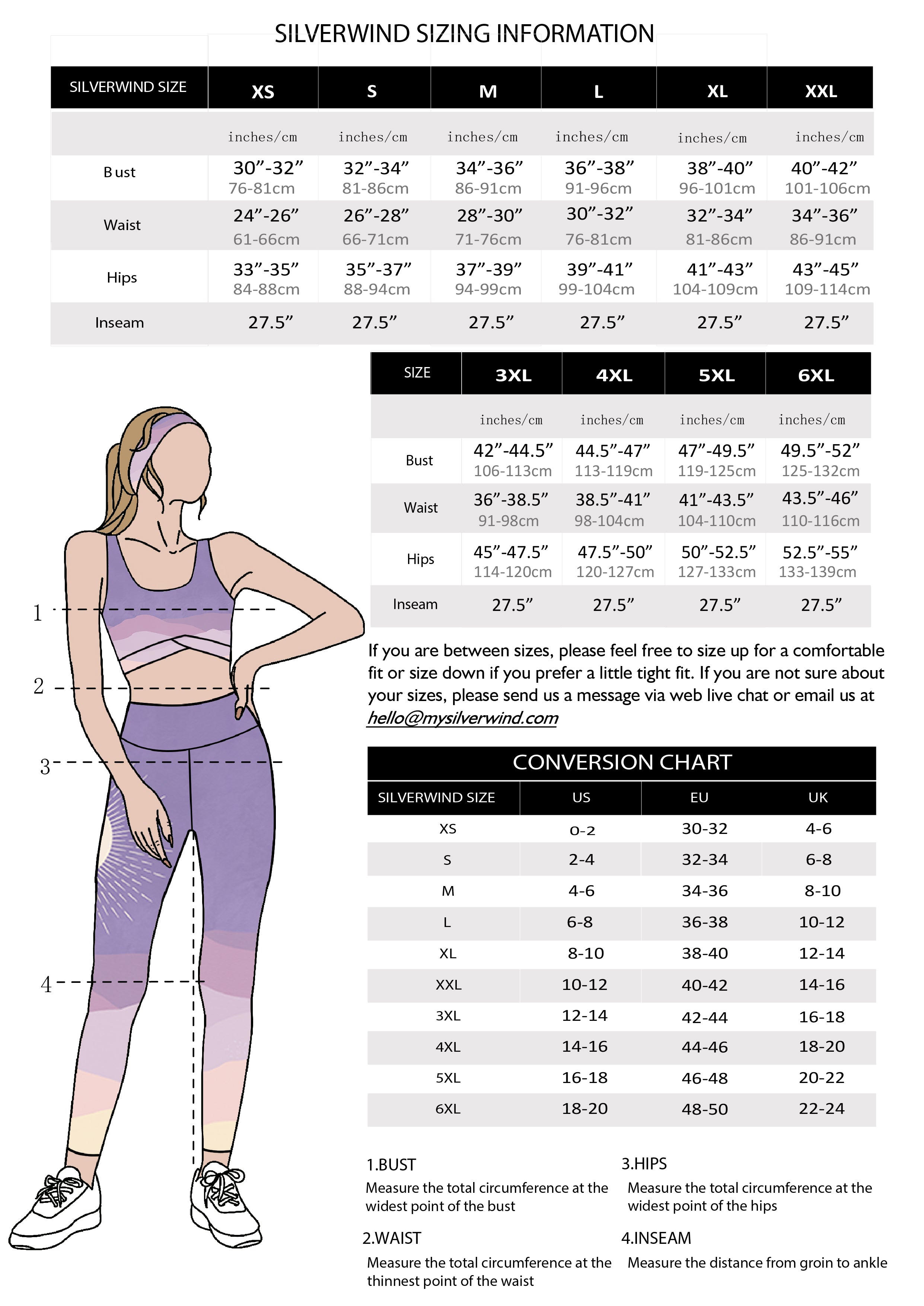 SILVERWIND Size Chart