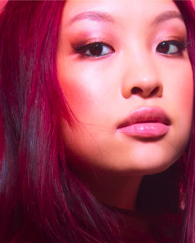 Model with Berry colored hair