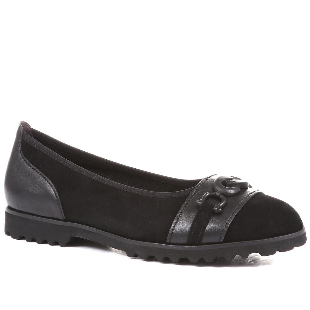 Gabor - Women's Black Thistle Leather Ballerina Pumps - Size US: 6/ UK: 4/ EU: 37 product