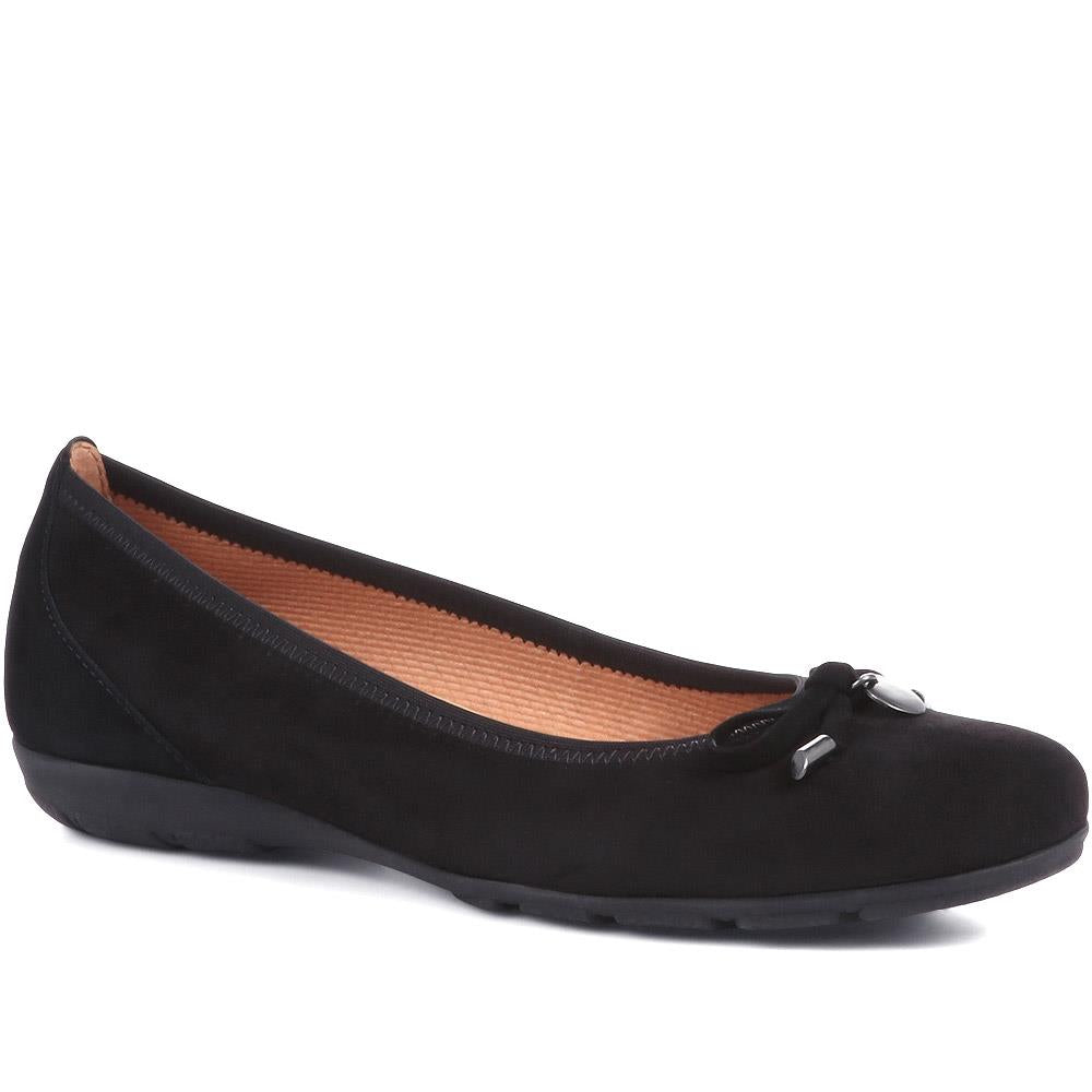 Gabor - Women's Black Suede Leather Ballet Pumps - Size US: 7.5/ UK: 5.5/ EU: 38.5