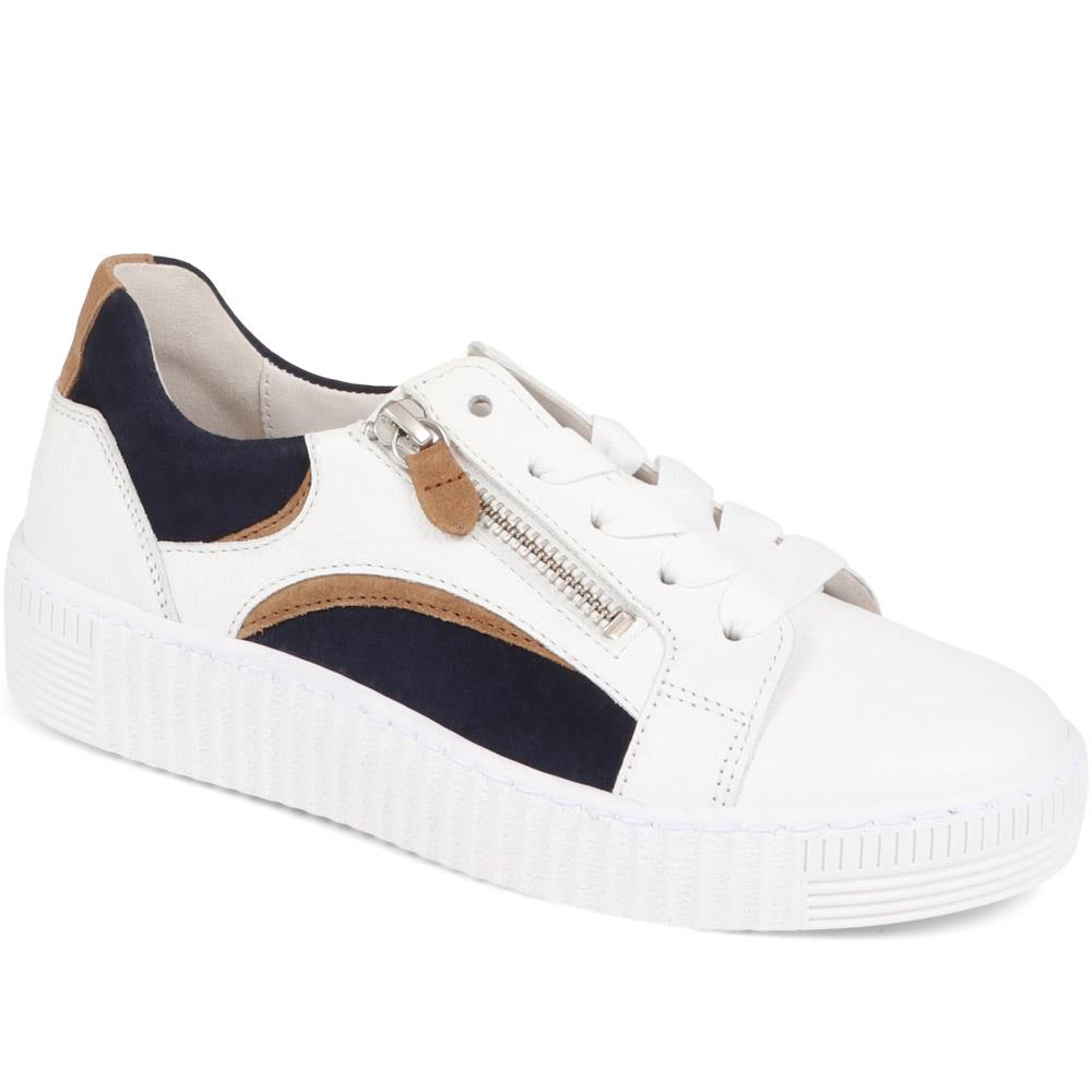 Gabor - Women's White Multicolor Wemo Lace-Up Leather Trainers - Size US: 6/ UK: 4/ EU: 37 product