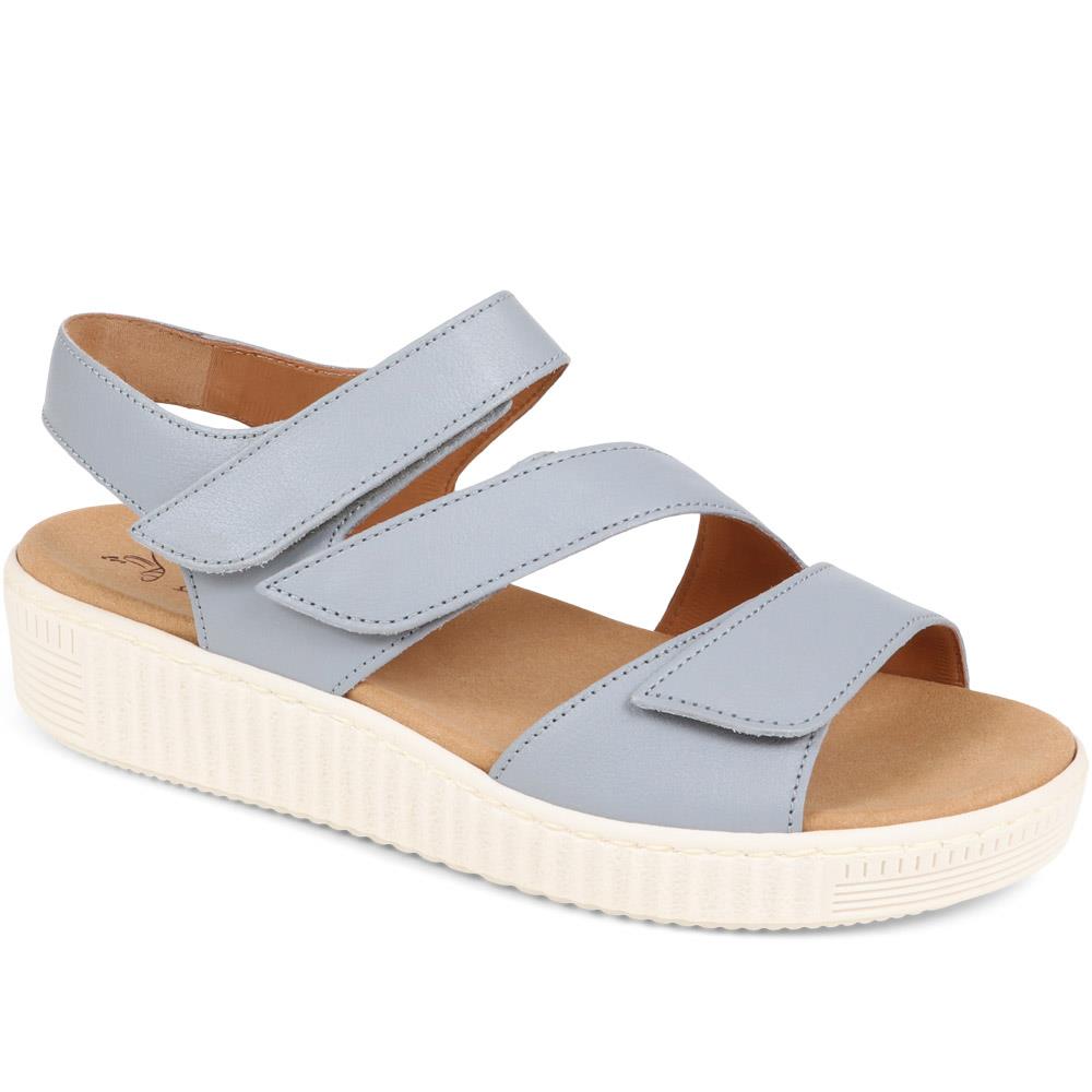 Gabor - Women's Blue Marigold Leather Wedge Sandals - Size US: 5/ UK: 3/ EU: 36