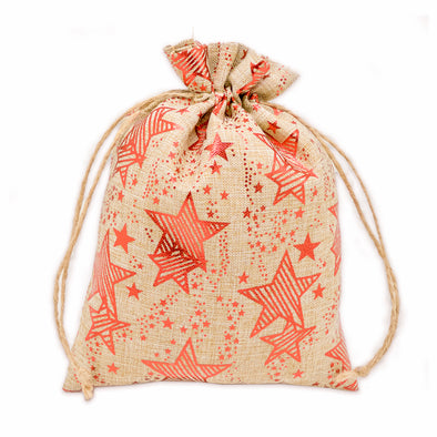 12 x 16 Jute Burlap Gold Star Drawstring Gift Bags – JPI Display