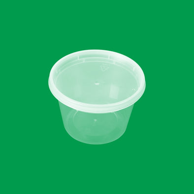 Yocup 32 oz Translucent Plastic Round Deli Container w/ Lid Combo - 1 case  (240 set)