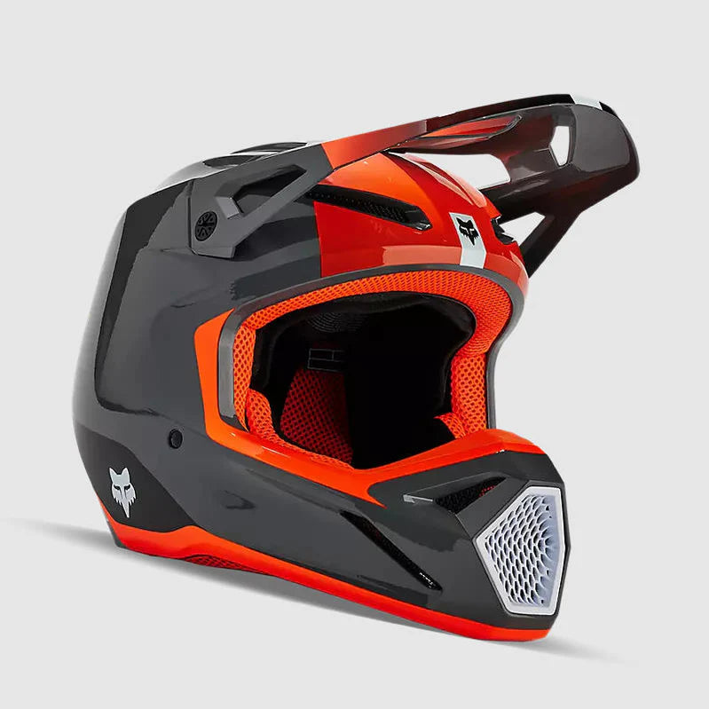 Casco Moto Fox V1 Ballast Gris/Naranjo