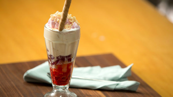 A tart and fruity take on halo-halo featuring strawberry and pineapple (Source: Momma Cuisine)