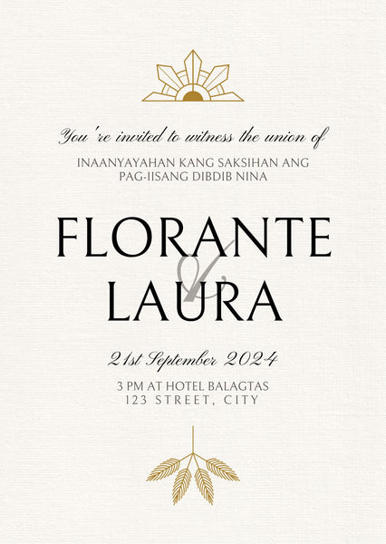 Filipino wedding invitations can feature a Philippine language to honor your family’s roots.