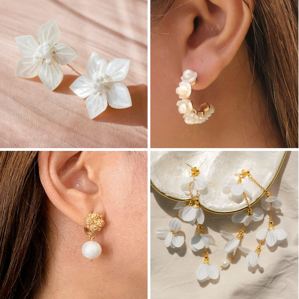 Floral wedding earrings designed & handcrafted in the Philippines