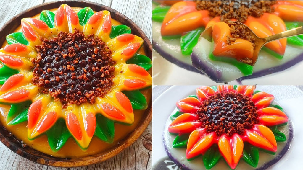 Sapin-sapin, which is a colorful layered rice cake, can be shaped into a tropical flower.