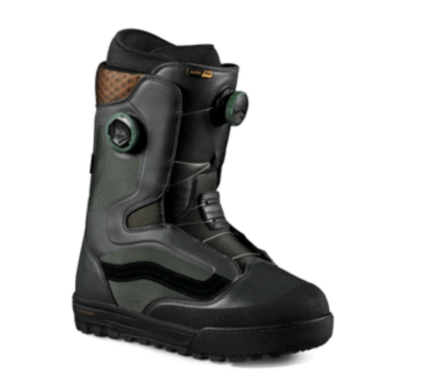 The Vans Aura Pro Snowboard Boot in Forest and Black 2024 M I L O S P