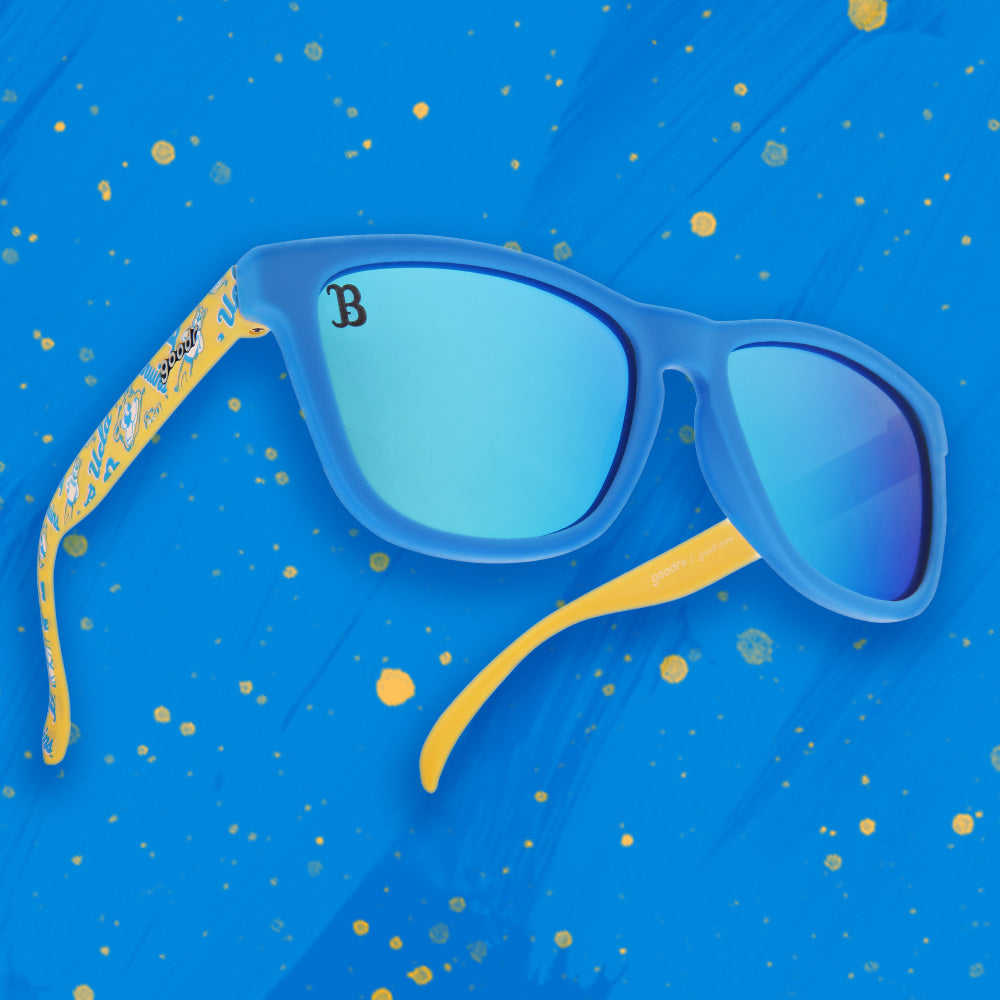ucla collegiate collection sunglasses 8 clap eye wraps blue and yellow frames with blue lenses
