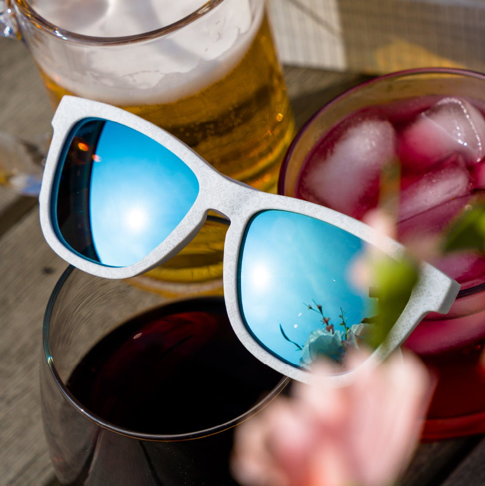 i do to the open bar white wedding blue lenses sunglasses