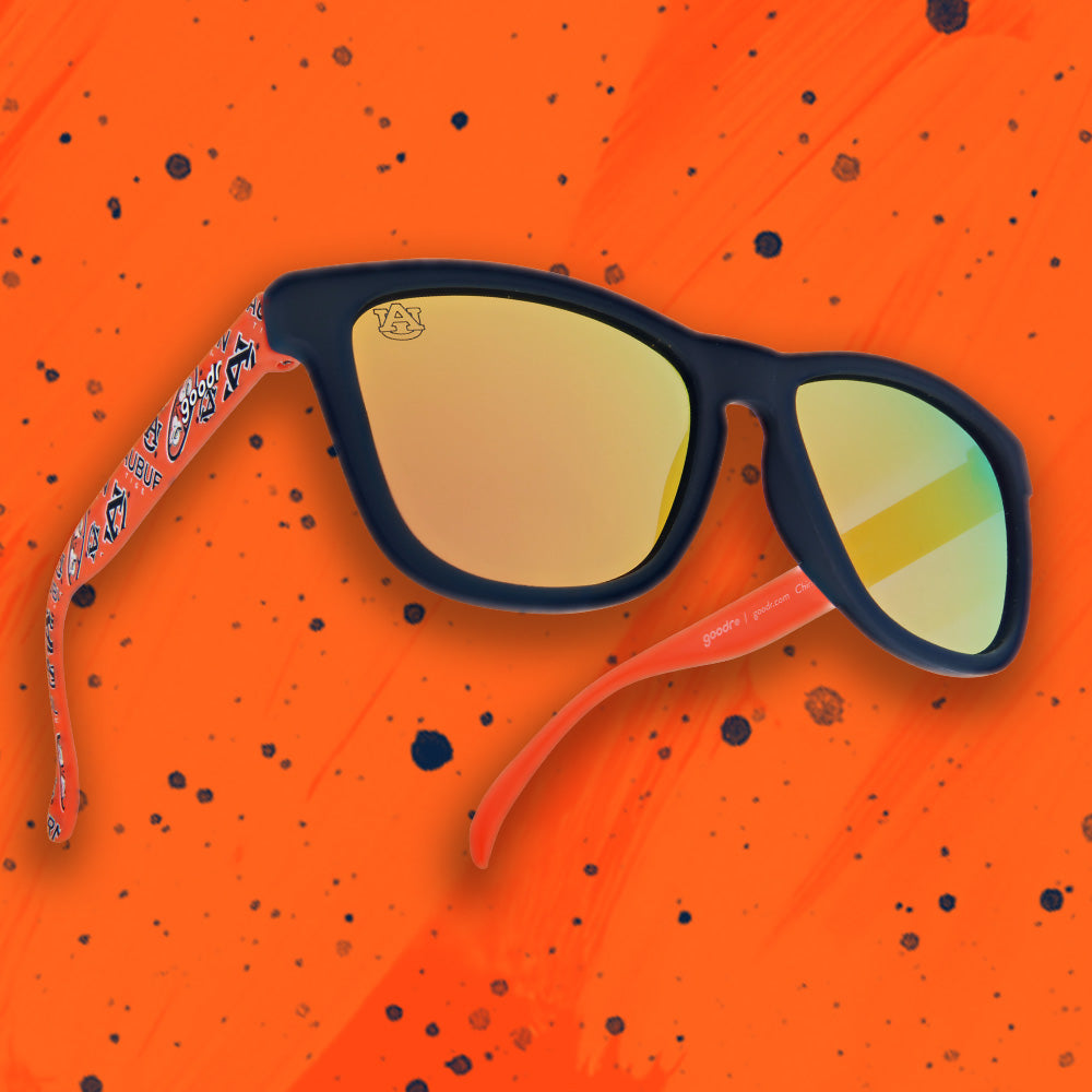 Auburn collegiate collection sunglasses war eagle eye shields black and orange frames with orange lenses