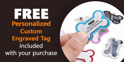 Free personalized engraved pet tag with your purchase at Fash Official