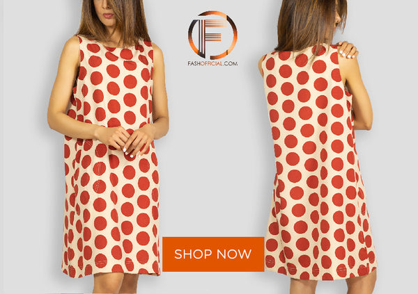 Fash Official Creme and Orange Polka Dot Short Dress