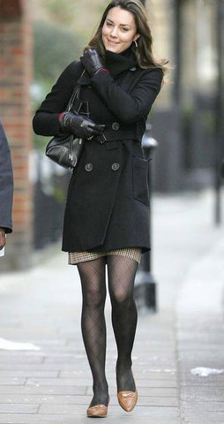 Kate Middleton looking chic in a subtle pattern hosiery