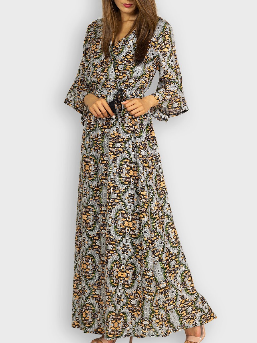 green print maxi dress