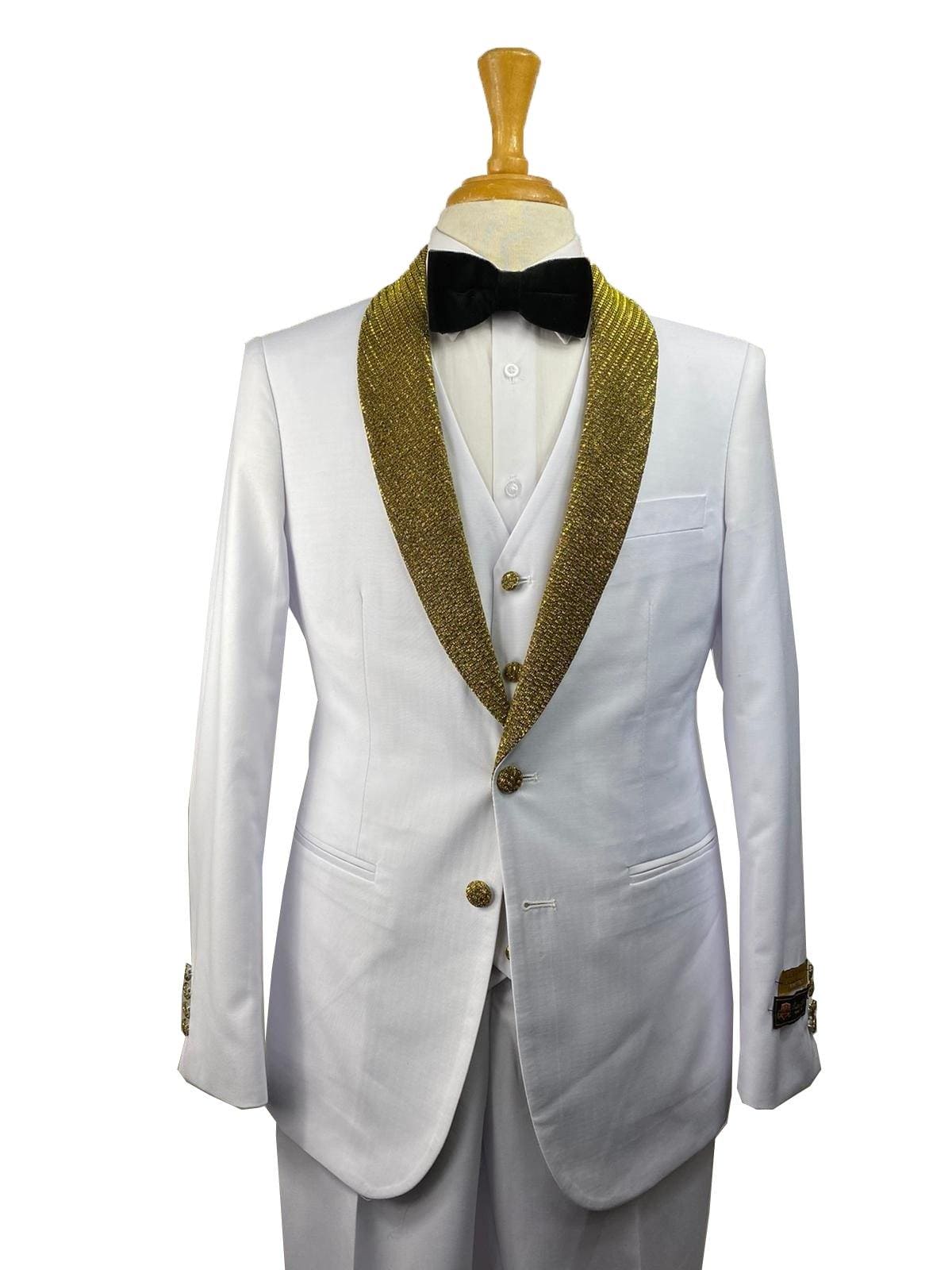 white tux with gold