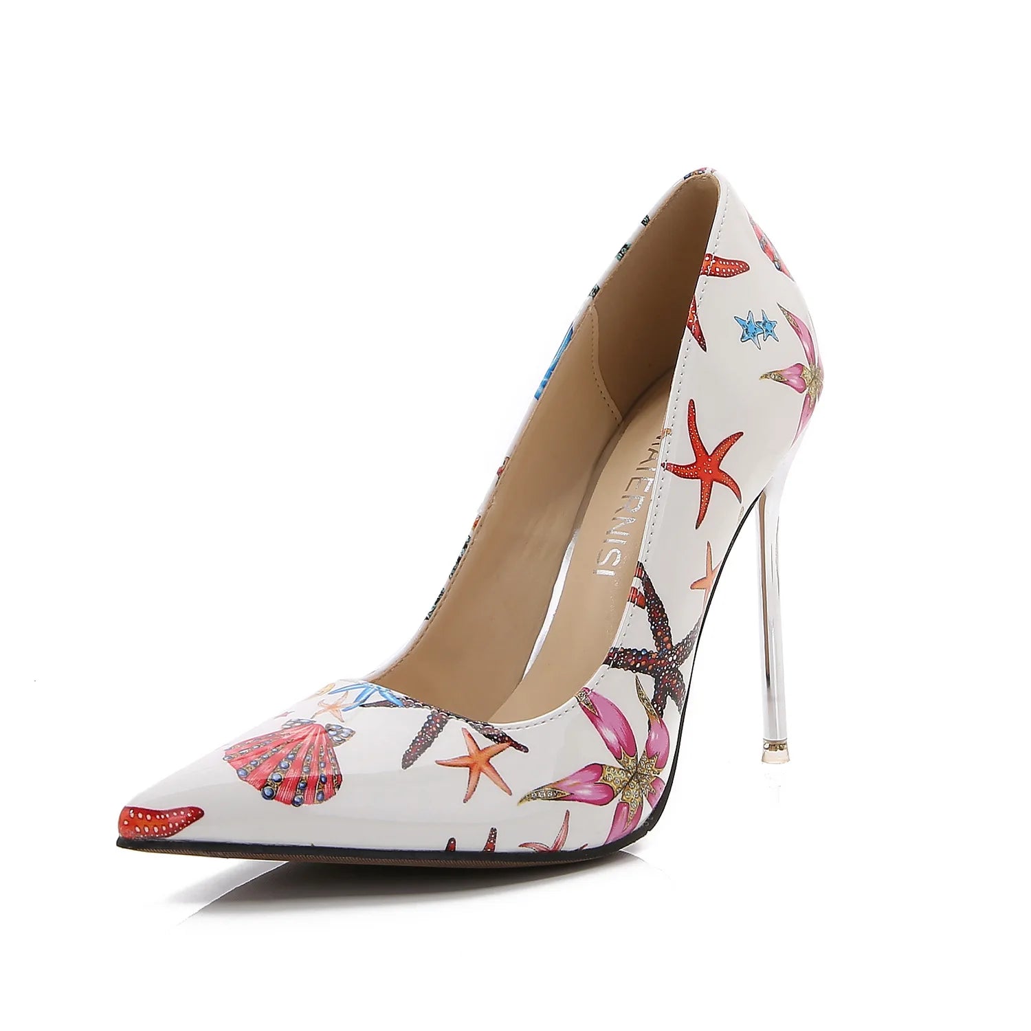 Shallow Pointed Toe Cartoon Print Stilettos Pumps Women Wedding Shoes Spring High Heels office