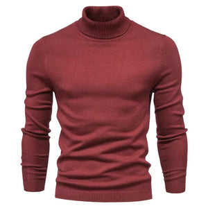 Autumn Winter Casual Men's Solid Color Pullover Turtleneck Casual Knit Sweater - MartLion
