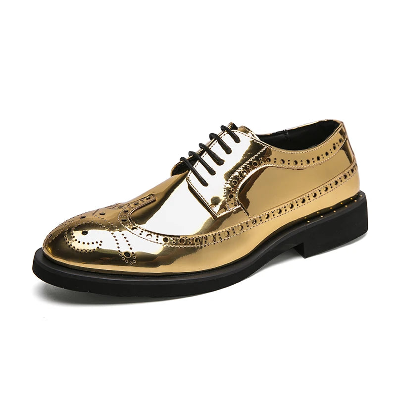 Golden Sapling Party Brogue Shoes Men's Dress Wedding Flats Leisure Oxfords Casual Derby Social