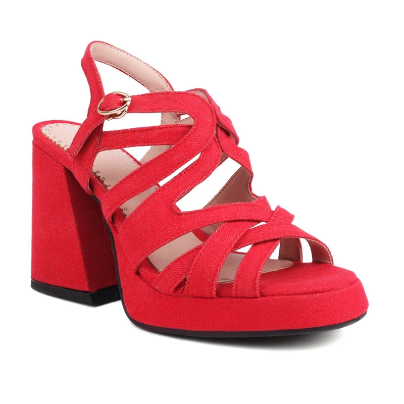 Women's Summer Open Toe Waterproof Platform Thick Sole Elastic High Heel Large Roman Sandals