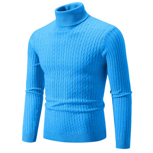 Men's Turtleneck Sweater Casual Knitted Sweater Warm Fitness Pullovers Tops - MartLion